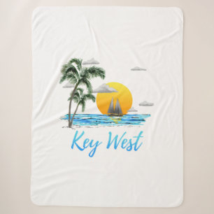 Coastal Key West Sailing Sunset Sherpa Blanket