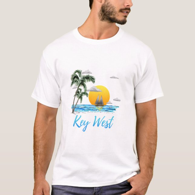 Coastal Key West Sailing Sunset T-Shirt (Front)