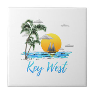 Coastal Key West Sailing Sunset Tile