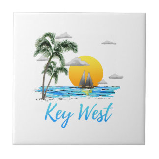 Coastal Key West Sailing Sunset Tile