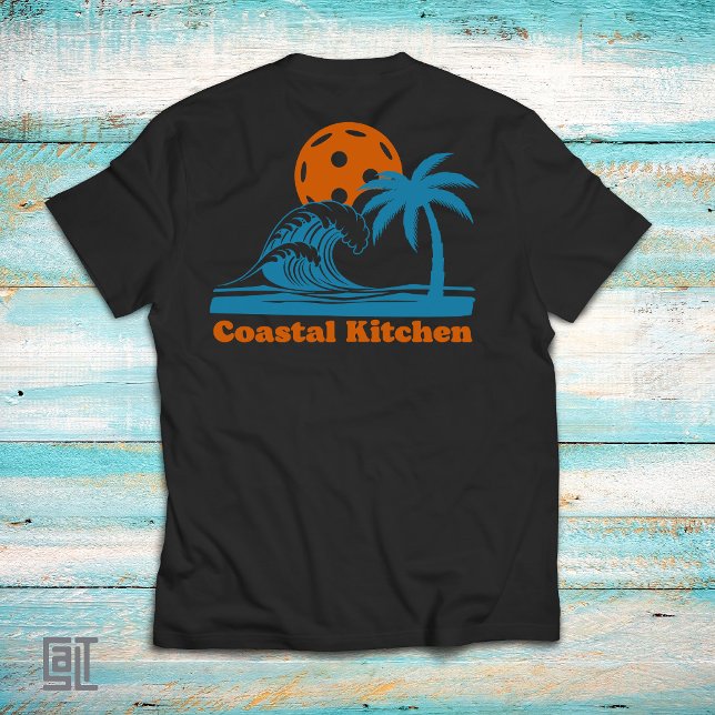 Coastal Kitchen Pickleball Sunset Wave Palm Tree T-Shirt (Creator Uploaded)