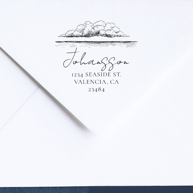 Coastal Landscape Elegant Return Address Rubber Stamp (Creator Uploaded)