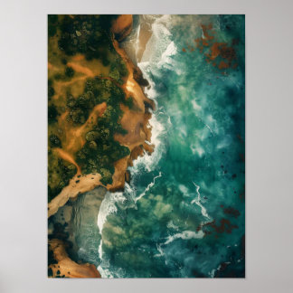 Coastal Landscape Print Download, Aerial Ocean Pri