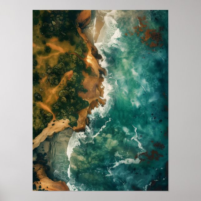 Coastal Landscape Print Download, Aerial Ocean Pri (Front)