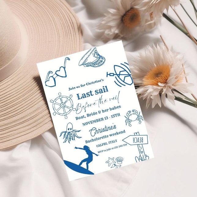 Coastal Last Sail Before The Veil Bachelorette Invitation (Creator Uploaded)
