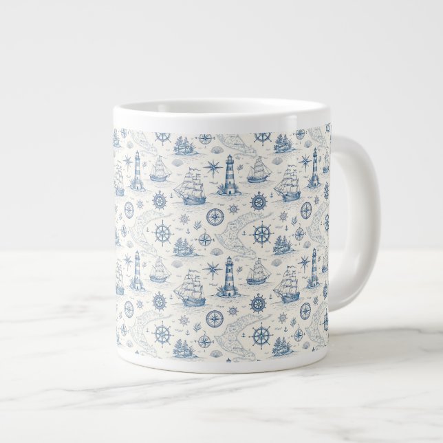 Coastal Life Oceans Blue Large Coffee Mug (Front Right)