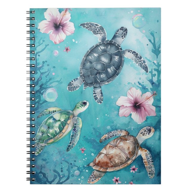 Coastal Life Sea Turtle Art  Notebook (Front)