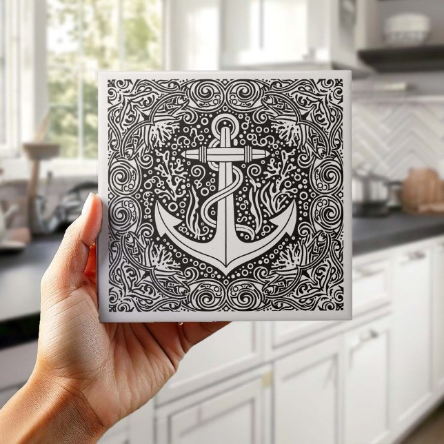 Coastal Life Series Anchor B & W D1208 Tile (Creator Uploaded)