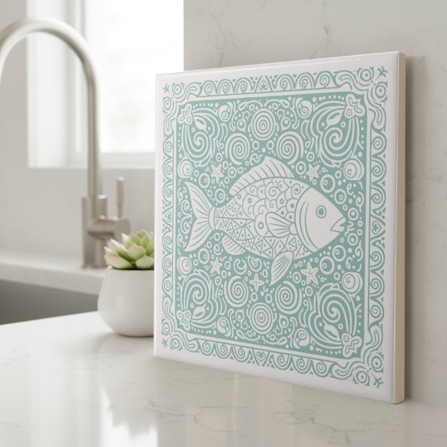 Coastal Life Series Fish Teal D1208 Tile (Creator Uploaded)
