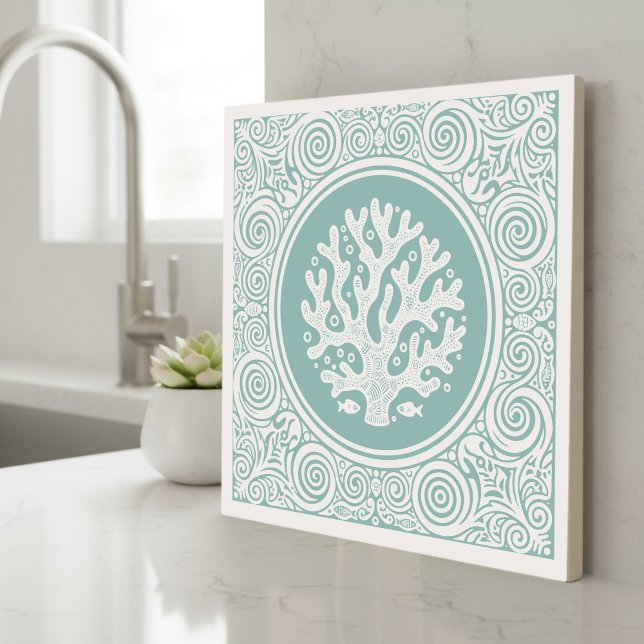 Coastal Life Series Lace Coral Teal D1208 Tile (Creator Uploaded)