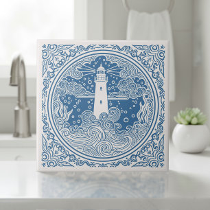 Coastal Life Series Lighthouse Blue D1208 Tile