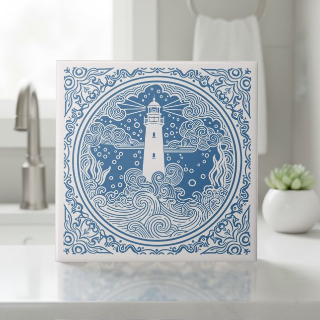 Coastal Life Series Lighthouse Blue D1208 Tile (Creator Uploaded)