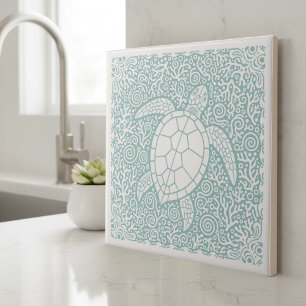 Coastal Life Series Turtle Teal D1208 Tile