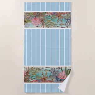 Coastal Light Blue Aqua Ocean Lobster Beachy Beach Towel
