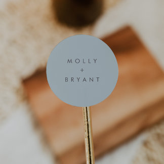 Coastal Light Blue Wedding Favour Classic Round Sticker