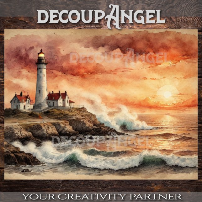 Coastal Lighthouse at Sunset - Decoupage - Tissue Paper (Creator Uploaded)
