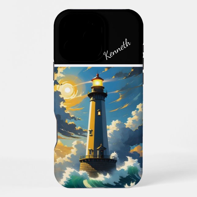 Coastal Lighthouse at Sunset iPhone Case (Back)
