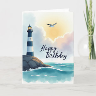Coastal Lighthouse Birthday Wish Card