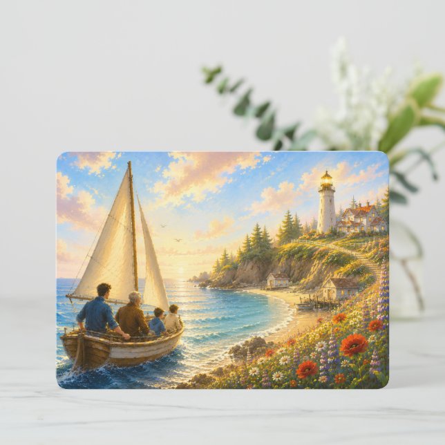 Coastal Lighthouse Father's Day Flat Card (Standing Front)