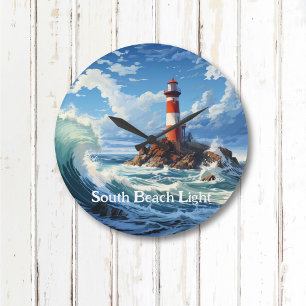 Coastal Lighthouse Image Large Clock