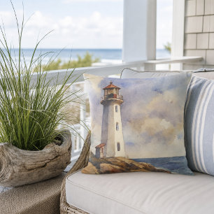 Coastal Lighthouse Nautical Home Decor  Outdoor Pillow