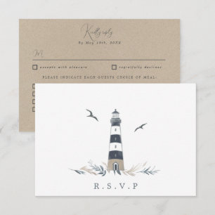 Coastal lighthouse RSVP meal choices Card