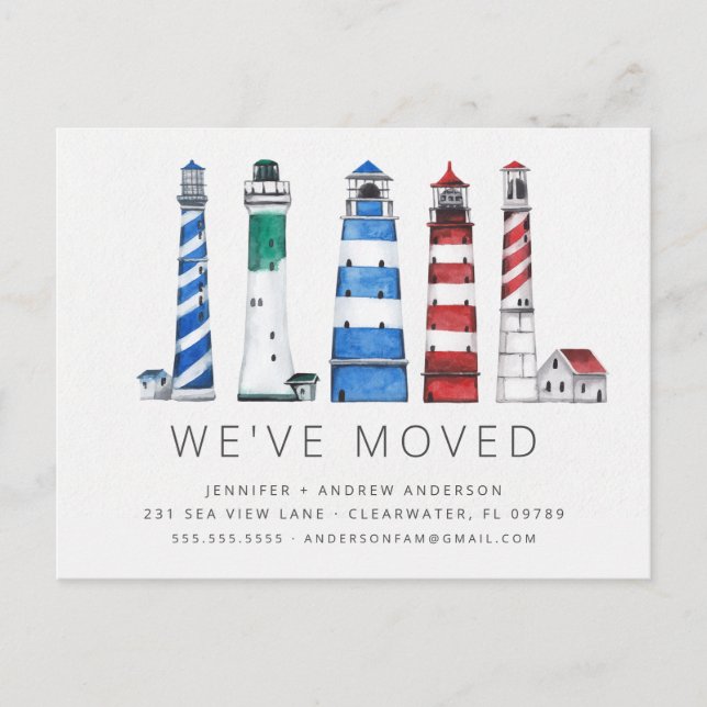 Coastal Lighthouses Moving Announcement Postcard (Front)