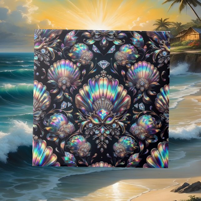 Coastal Living | Black Seashell Opal Diamond Tile (Creator Uploaded)