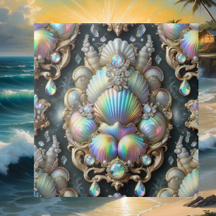 Coastal Living   Black Seashell Opal Diamond Tile