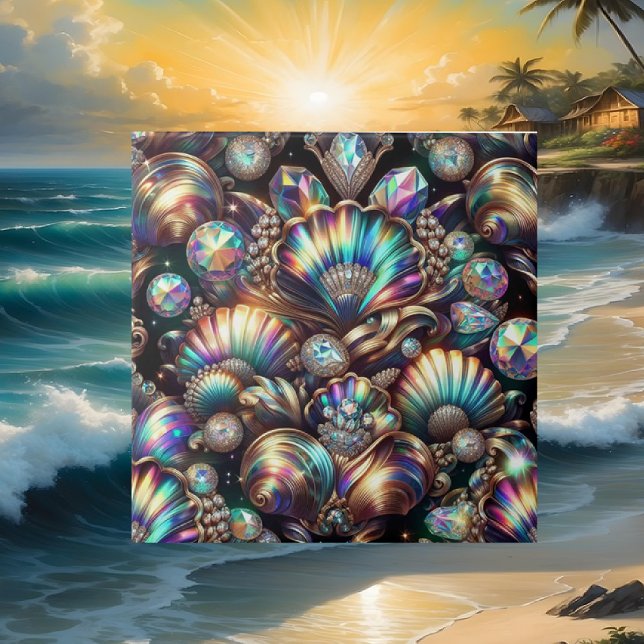 Coastal Living | Black Seashell Opal Diamond Tile (Creator Uploaded)