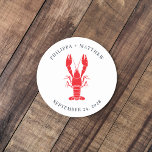 Coastal Lobster Boil Beach Wedding Round Paper Coaster<br><div class="desc">Coastal Lobster Boil Beach Wedding Round Paper Coaster. Personalize this with your names and wedding date. This also makes the perfect graduation, birthday, wedding, bridal shower, anniversary, baby shower or bachelorette party gift for the person or couple that loves coastal destination celebrations TIP: See the matching items for your summer...</div>