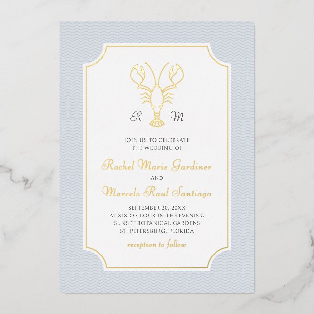 Coastal Lobster Minimalist Preppy Wedding (Front)