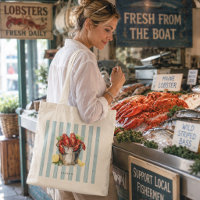 Coastal Lobster Nautical Blue Stripes with Name