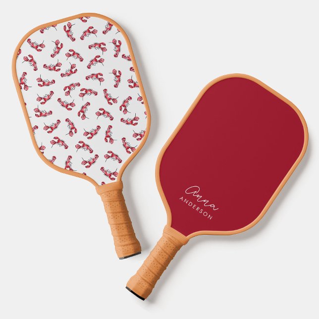 Coastal Lobster Pattern Monogram Pickleball Paddle (Creator Uploaded)
