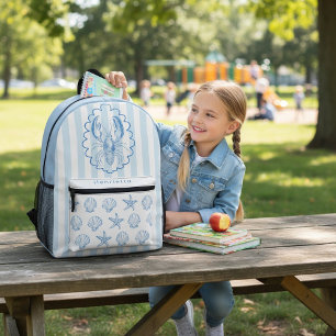 Coastal Lobster Starfish Striped Backpack