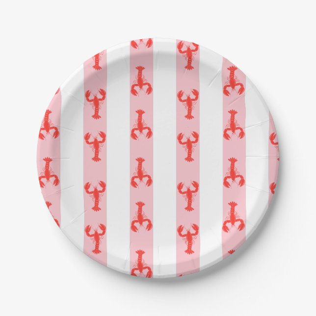 Coastal Lobster Summer Nautical Invitation Paper Plate (Front)
