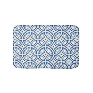 Coastal Lotus Tile Pattern - The White Lotus Bath Mat