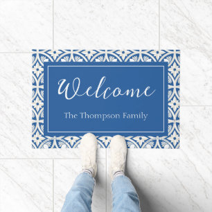 Coastal Lotus Tile Pattern - The White Lotus Doormat