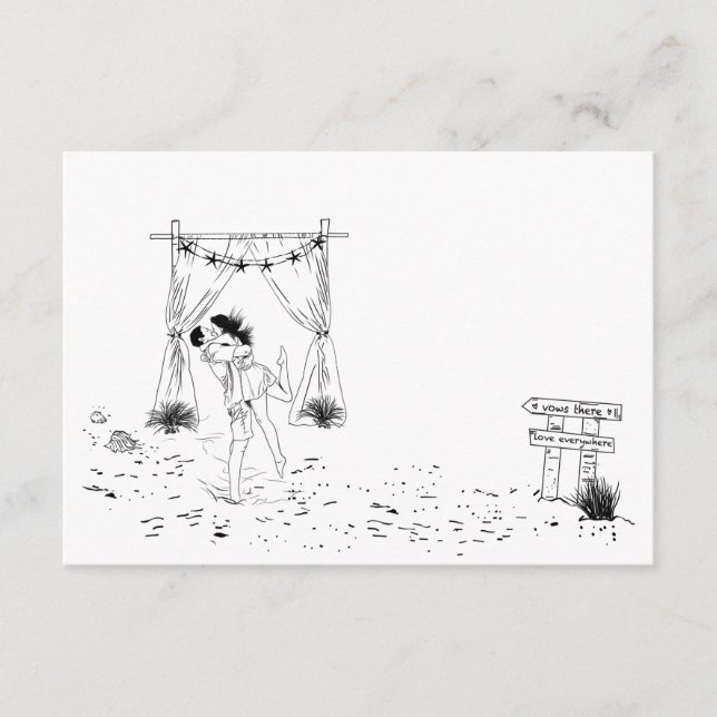 Coastal Love Sandy Beach Minimal Line Art Petite Enclosure Card (Front)