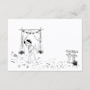 Coastal Love Sandy Beach Minimal Line Art Petite Enclosure Card