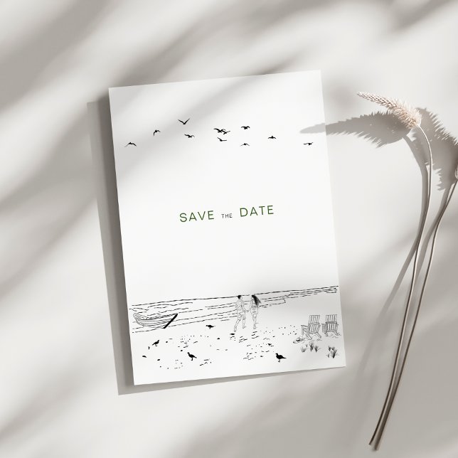 Coastal Love Sandy Beach Minimal Wedding  Save The Date (Creator Uploaded)