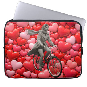 Coastal love vintage monochrome and hearts laptop sleeve