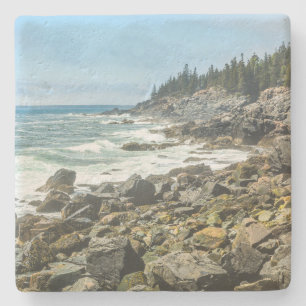 Coastal Maine Rocky Shoreline Stone Coaster