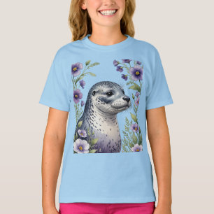 Coastal Mammal Harbour Seal Surrounded By Viola T-Shirt