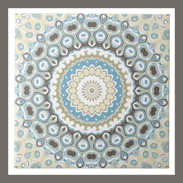 Coastal Mandala in Sand, Blue, and Driftwood Tones Tile (Creator Uploaded)
