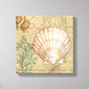 Coastal Map Collage Canvas Print