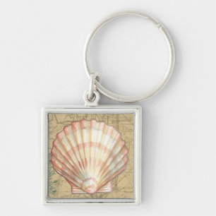 Coastal Map Collage Keychain