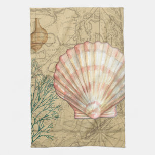 Coastal Map Collage Kitchen Towel