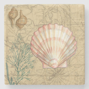 Coastal Map Collage Stone Coaster