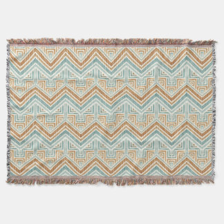 Coastal Maze Watercolor Aqua & Terracotta Throw Blanket